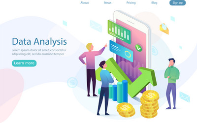 Data analysis concept with characters engine vector