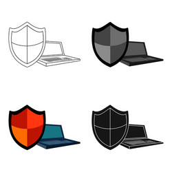 Data security of laptop icon in cartoon style vector