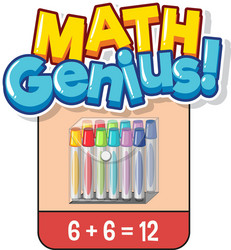 font design for word math genius with adding vector image