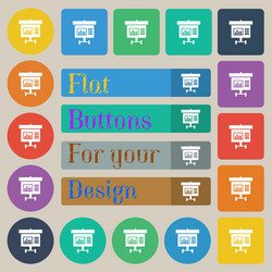 graph icon sign set of twenty colored flat round vector image