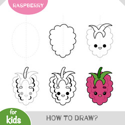 how to draw raspberry for children step vector image