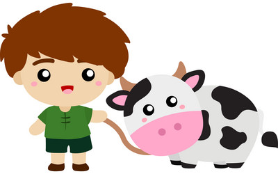 Jack and the beanstalk cow clipart vector