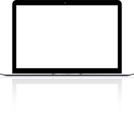 Laptop with white screen mock up vector