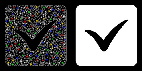 flare mesh wire frame approve box icon with vector image