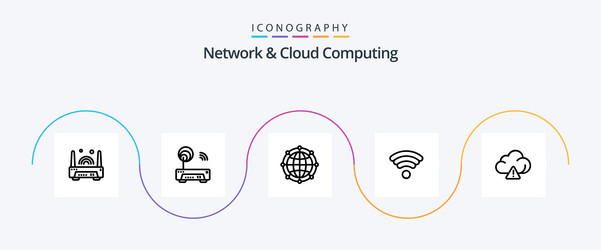 Network and cloud computing line 5 icon pack vector