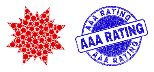 rubber aaa rating badge and multi pointed star vector image