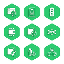 set nft digital crypto art blockchain technology vector image