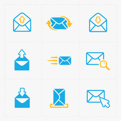 Email and envelope icons on white background vector