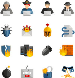Hacker Icon Set - Security & Cyber Threats vector image