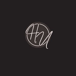 initials hu logo monogram with simple circle line vector image