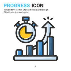 progress icon with outline color style isolated vector image
