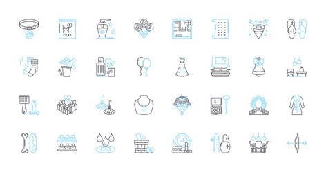 Affix linear icons set prefix suffix root vector