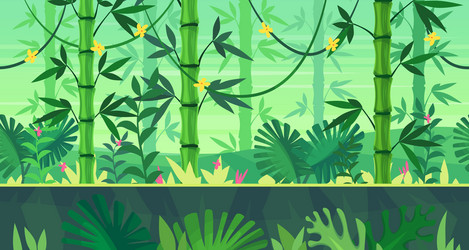 Cartoon nature seamless landscape with jungle Vector Image Cartoon nature seamless landscape with jungle Vector Image