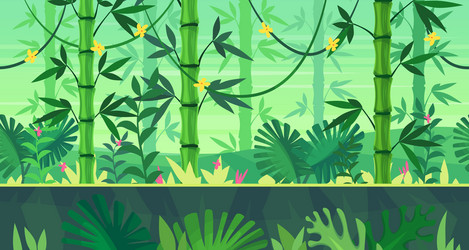 cartoon nature seamless landscape with jungle vector