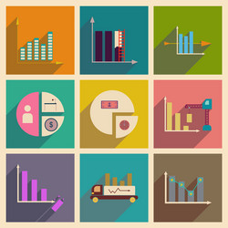 concept of flat icons with long shadow chart vector image