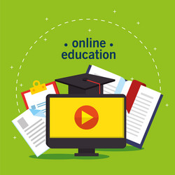 Education on line with desktop display vector