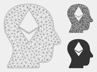 Ethereum thinking head mesh wire frame vector