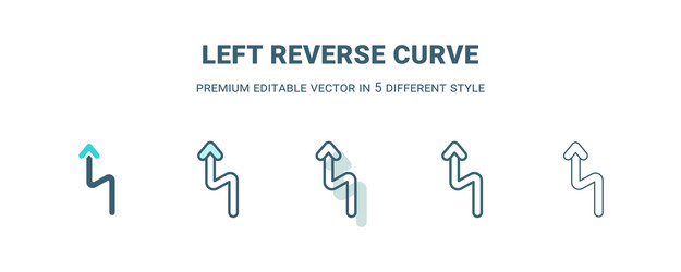 Left reverse curve icon in 5 different style vector