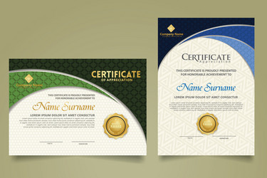 Set modern certificate template with realistic vector