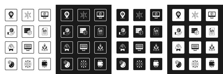 set monitor with art store app nft blockchain vector image