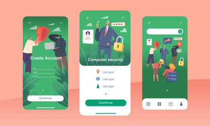 computer security mobile app page onboard screen vector image