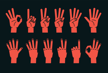 Count on fingers gesture stylized hands showing vector