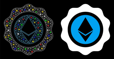 flare mesh 2d ethereum seal icon with spots vector image