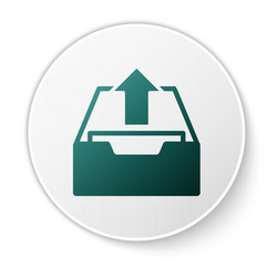green upload inbox icon isolated on white vector image