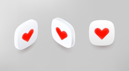 Heart shape application icons set in perspective vector