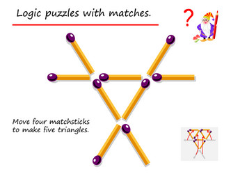 logical puzzle game with matches need to move vector image