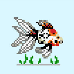 Pixel goldfish image for game assets vector