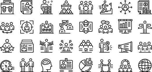 Recruiter icons set outline style vector