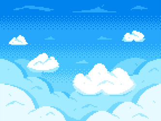 Retro Pixel Sky Clouds 8-bit vector image