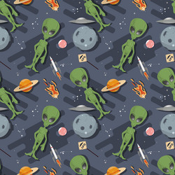 seamless pattern an alien in outer space among vector image