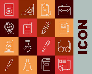 set line certificate template glasses exam sheet vector image