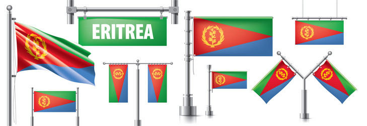 Set national flag eritrea vector