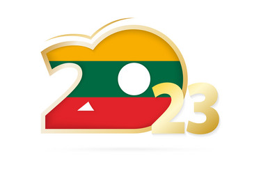 year 2023 with lithuania flag pattern vector image