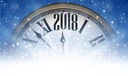 2018 new year background with clock vector image