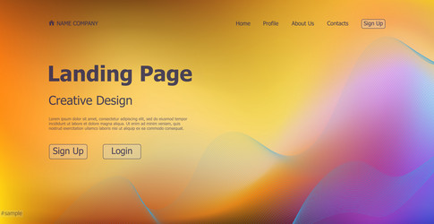 gradient colorful web template landing page vector image