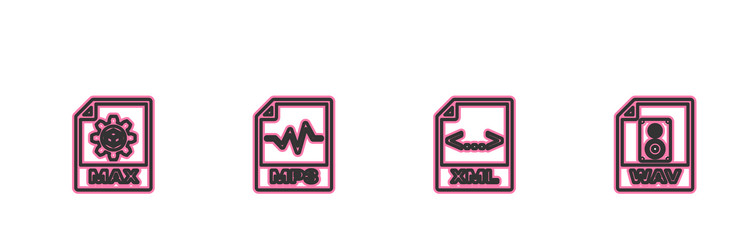 set line max file document xml mp3 and wav icon vector image