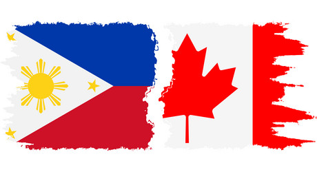 Philippines and canada grunge flags connection Vector Image