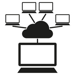cloud computing network connected laptop icons vector image