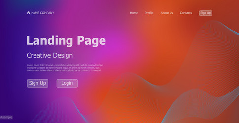 Gradient colorful web template landing page vector