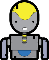 Line color technology robot face with chest design vector