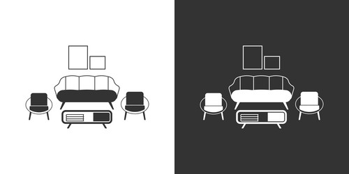 Living room furniture icon black and white Vector Image