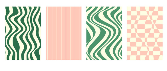 psychedelic chessboard and wavy abstract patterns vector image