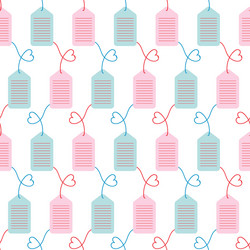 tags with heart strings seamless pattern vector image