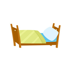 Wooden Bed with Blanket vector