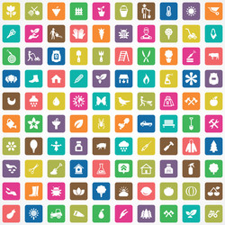 gardening 100 icons universal set for web and ui vector image