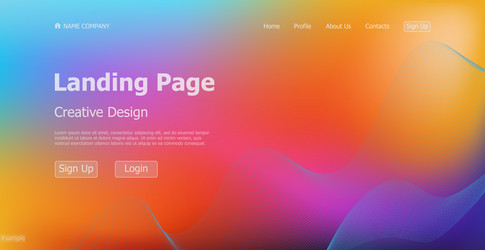 gradient colorful web template landing page vector image